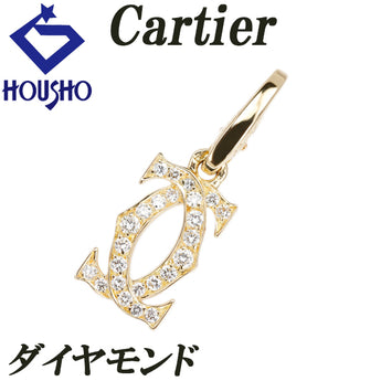 カルティエ ダイヤモンド 2C ペンダントトップ K18イエローゴールド CARTIER チャーム ロゴ 【中古】【902137】