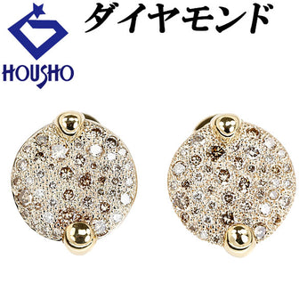 ダイヤモンド ピアス K18イエローゴールド K18ホワイトゴールド ラウンド サークル 円 丸【中古】【902151】
