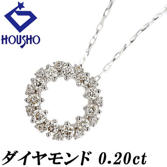 ダイヤモンド ネックレス  K18ホワイトゴールド サークル ラウンド 円 丸 透かし【中古】【902159】