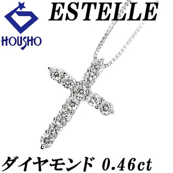 エステール ダイヤモンド ネックレス  K18ホワイトゴールド ESTELLE クロス 十字架 リバーシブル【中古】【902161】