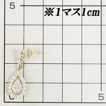 ダイヤモンド ピアス K18イエローゴールド ドロップ 雫 しずく 涙 なみだ 揺れる【中古】【902200】