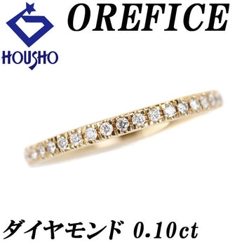 オレフィーチェ ダイヤモンド リング K18イエローゴールド ピンキーリング 華奢 細め ハーフエタニティ【中古】【902272】