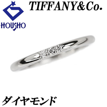ティファニー ダイヤモンド フォーエバー リング Pt950 TIFFANY&Co. 3P ウェディング バンド 細め 華奢【中古】【902288】
