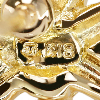 ミキモト アコヤ真珠 ブローチ K18イエローゴールド MIKIMOTO リボン ハート 一粒パール ツイスト ロープ【中古】【902295】