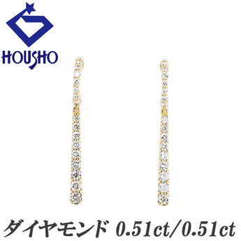 ダイヤモンド ピアス K18イエローゴールド 揺れる【中古】【902298】