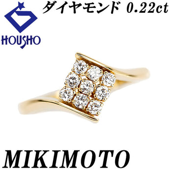 ミキモト ダイヤモンド リング K18イエローゴールド MIKIMOTO スクエア 四角【中古】【902305】