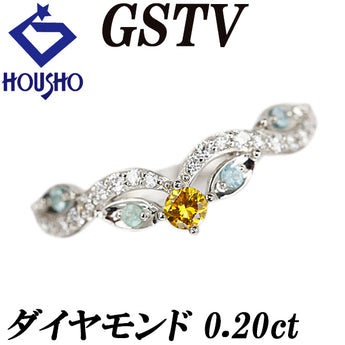 ジーエスティービー ダイヤモンド リング パライバトルマリン Pt950 GSTV ウェーブ【中古】【902315】
