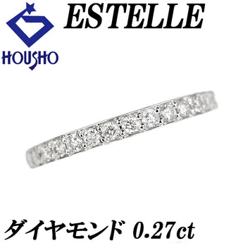 エステール ダイヤモンド リング K18ホワイトゴールド ESTELLE ハーフエタニティ 一文字 細め【中古】【902341】