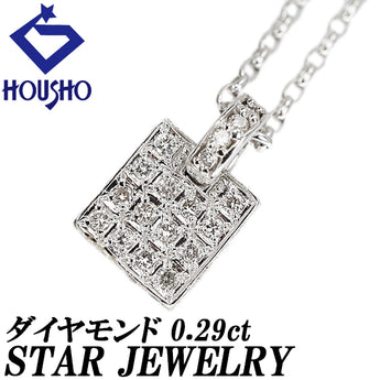 スタージュエリー ダイヤモンド ネックレス K18ホワイトゴールド STAR JEWELRY スクエア 四角【中古】【902353】