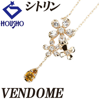 ヴァンドーム青山 シトリン ネックレス ダイヤモンド トパーズ K10イエローゴールド VENDOME AOYAMA 花 フラワー 植物 ボタニカル Y字【中古】【902367】