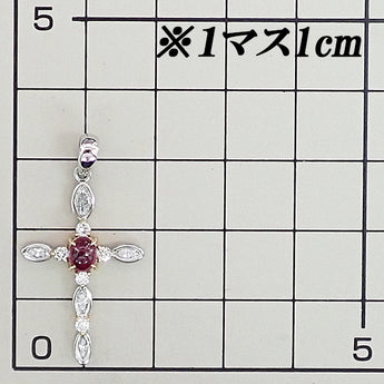 ルビー ペンダントトップ ダイヤモンド Pt900 K18イエローゴールド クロス 十字架 マーキスカット 変形カット ファンシーカット【中古】【902389】