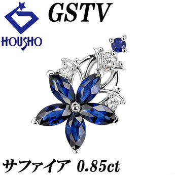 ジーエスティービー ブルーサファイア ペンダントトップ ダイヤモンド Pt950 GSTV 花 フラワー 植物 ボタニカル【中古】【902391】