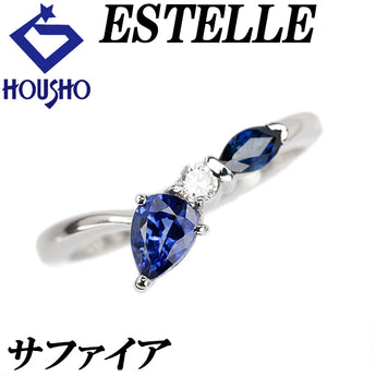 エステール ブルーサファイア リング ダイヤモンド Pt900 ESTELLE【中古】【902400】