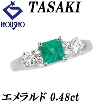 タサキ 田崎真珠 エメラルド リング ダイヤモンド Pt900 TASAKI【中古】【902402】
