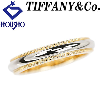 ティファニー トゥギャザー ミルグレイン リング K18イエローゴールド Pt950 TIFFANY&Co. ミル打ち コンビ 石なし 地金のみ【中古】【902429】