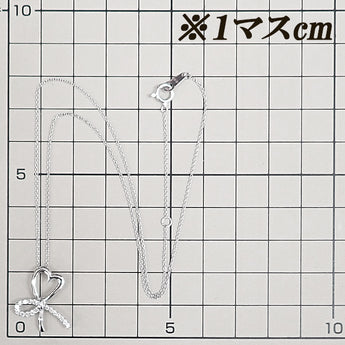 ダイヤモンド ネックレス K18ホワイトゴールド ハート リボン【中古】【902448】