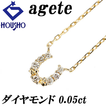 アガット ダイヤモンド ネックレス K18イエローゴールド agete 馬蹄 ホースシュー 華奢【中古】【902455】