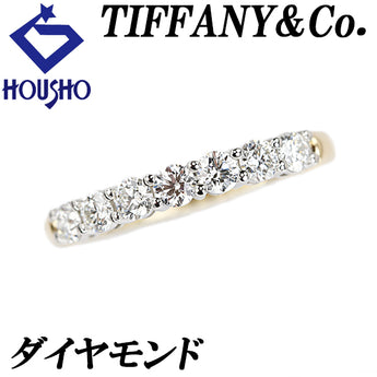 ティファニー ダイヤモンド フォーエバー リング K18イエローゴールド Pt950 TIFFANY&Co. ハーフダイヤ バンドリング ハーフサークル ハーフエタニティ コンビ 一文字【中古】【902474】