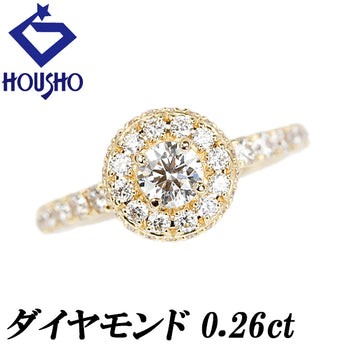 ダイヤモンド リング K18イエローゴールド ラウンド サークル 円 丸【中古】【902480】