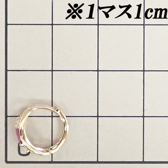 ルビー ピアス キュービックジルコニア K18イエローゴールド フープ 華奢【中古】【902499】