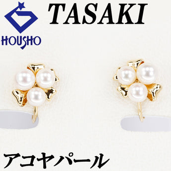 タサキ 田崎真珠 アコヤ真珠 イヤリング K18イエローゴールド TASAKI リボン【中古】【902501】