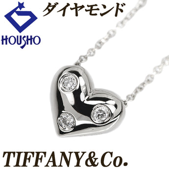 ティファニー ダイヤモンド ドッツピンチドハート ネックレス Pt950 TIFFANY&Co. 3P 立体【中古】【902510】