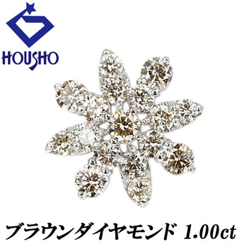 ブラウンダイヤモンド ペンダントトップ K18ホワイトゴールド 花 フラワー 植物 ボタニカル【中古】【902569】