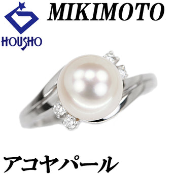 ミキモト アコヤ真珠 リング ダイヤモンド Pt950 MIKIMOTO【中古】【902576】