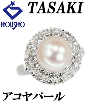 タサキ 田崎真珠 アコヤ真珠 リング ダイヤモンド Pt900 TASAKI【中古】【902585】