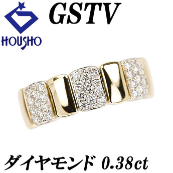 ジーエスティービー ダイヤモンド リング K18イエローゴールド K18ホワイトゴールド GSTV【中古】【902593】