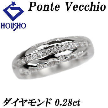 ポンテヴェキオ ダイヤモンド リング K18ホワイトゴールド Ponte Vecchio 花 フラワー 植物 ボタニカル 透かし【中古】【902595】