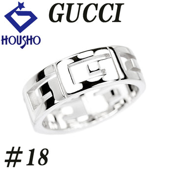 グッチ マルチプル リング K18ホワイトゴールド GUCCI #18 G 透かし 太め 幅広 メンズ ユニセックス 地金のみ 石なし【中古】【902604】