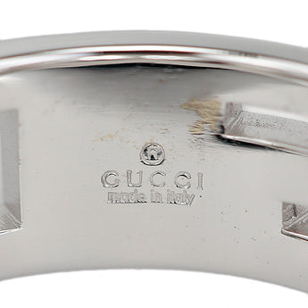 グッチ マルチプル リング K18ホワイトゴールド GUCCI #18 G 透かし 太め 幅広 メンズ ユニセックス 地金のみ 石なし【中古】【902604】