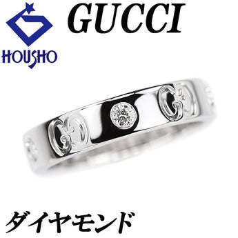 グッチ ダイヤモンド アイコン リング K18ホワイトゴールド GUCCI #8 ロゴ GG 5P【中古】【902605】