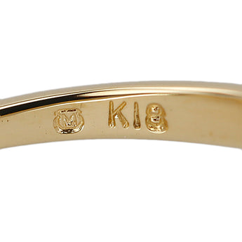 ミキモト ダイヤモンド リング K18イエローゴールド MIKIMOTO 花 フラワー 植物 ボタニカル 一粒石 華奢 細め【中古】【902619】