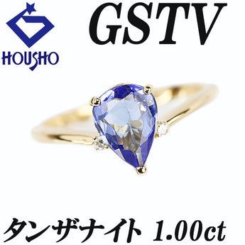 ジーエスティービー タンザナイト リング ダイヤモンド K18イエローゴールド GSTV ドロップ 雫 しずく 涙 なみだ V字 ゾイサイト【中古】【902625】