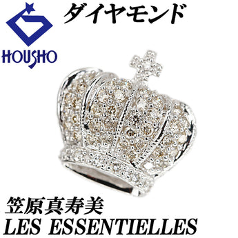 笠原真寿美/レ・エッセンシャル ダイヤモンド ペンダントトップ K18ホワイトゴールド KASAHARA MASUMI/LES ESSENTIELLES 作家 デザイナー 王冠 クラウン パヴェ【中古】【902626】