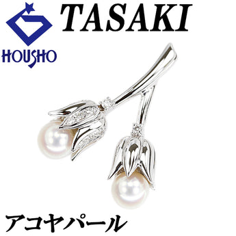 タサキ 田崎真珠 アコヤ真珠 ペンダントトップ ダイヤモンド K18ホワイトゴールド TASAKI すずらん 花 フラワー 植物 ボタニカル【中古】【902628】