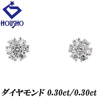 ダイヤモンド ピアス K18ホワイトゴールド 花 フラワー 植物 ボタニカル【中古】【902632】