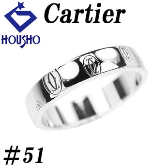 カルティエ ハッピーバースデー リング K18ホワイトゴールド CARTIER #51 ロゴ 地金のみ 石なし【中古】【902654】