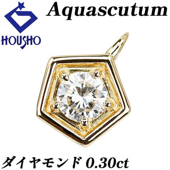 アクアスキュータム ダイヤモンド ペンダントトップ K18イエローゴールド Aquascutum 五角形 ペンタゴン 一粒石【中古】【902675】