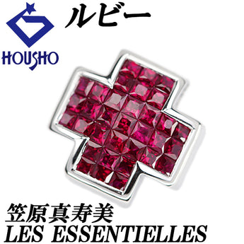 笠原真寿美/レ・エッセンシャル ルビー ペンダントトップ K18ホワイトゴールド KASAHARA MASUMI/LES ESSENTIELLES ミステリーセッティング クロス 十字【中古】【902680】