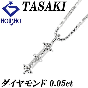 タサキ 田崎真珠 ダイヤモンド ネックレス K18ホワイトゴールド TASAKI トリロジー 3連 華奢【中古】【902686】