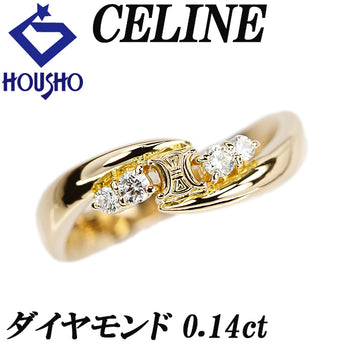 セリーヌ ダイヤモンド リング K18イエローゴールド CELINE トリオンフ ウェーブ【中古】【902705】
