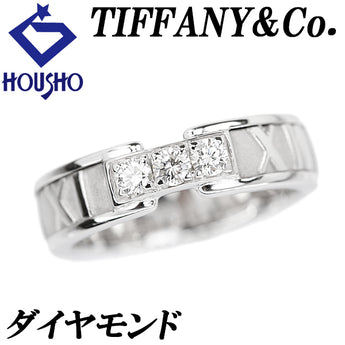 ティファニー ダイヤモンド アトラス リング K18ホワイトゴールド TIFFANY&Co. 3P 梨地 マット ツヤ消し【中古】【902706】