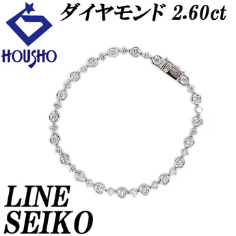 ライン セイコー ダイヤモンド ブレスレット K18ホワイトゴールド LINE デビアス【中古】【902710】