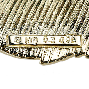 ミキモト ダイヤモンド ブローチ K18イエローゴールド MIKIMOTO 葉 リーフ 植物 ボタニカル 梨地 マット ツヤ消し【中古】【902719】