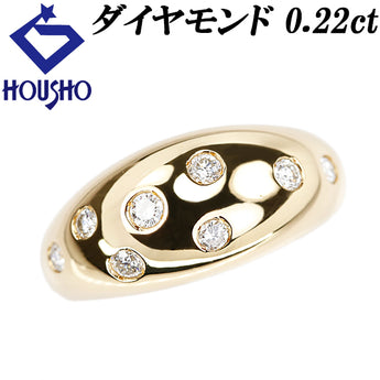 ダイヤモンド リング K18イエローゴールド ドット【中古】【902725】