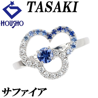 タサキ 田崎真珠 ブルーサファイア チャンツ リング ダイヤモンド K18ホワイトゴールド TASAKI 花 フラワー 植物 ボタニカル 透かし【中古】【902727】