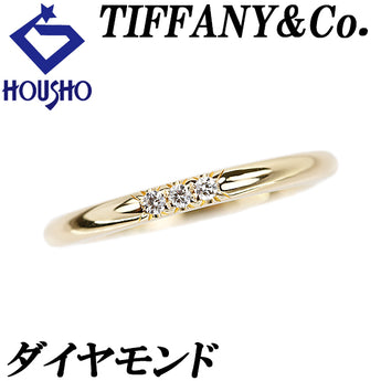 ティファニー ダイヤモンド フォーエバー リング K18イエローゴールド TIFFANY&Co. ウェディング バンド 3P 細め 華奢【中古】【902731】